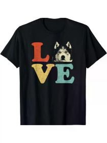 I Love My Siberian Husky Dog Lovers Funny Idea Shirts Gift Unisex T-Shirt, All-Season, (Color: Black, size: L)