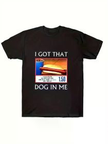 Men'S Cotton Graphic Tee With Hot Dog Print, Casual Style Short-Sleeved T-Shirt (Color: Black, size: XXL)