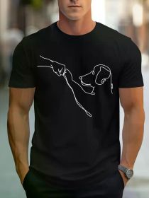 Men's Funny Dog & Fist Print T-Shirt - Comfortable Cotton, Short Sleeve, Crew Neck - Perfect for Summer Sports & Casual Wear (Color: Black, size: L)