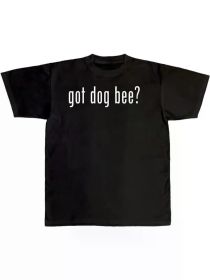 Got Dog Bee? Men's Casual Cotton T-Shirt - Black with White Print, Round Neck, Short Sleeve, All-Season Comfort Fit, Bee T Shirt (Color: Black, size: L)