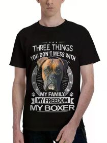 Boxer Dog Shirt Three Things You Don't Mess With Funny Tee T-shirt (Color: Black, size: XXXL)