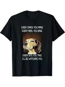 Stylish Evil Beagle Humor Dog Print T-Shirt for Men and Women - 100% Cotton, Short Sleeve, Crew Neck, Ultra-Soft, Breathable (Color: Black, size: S)