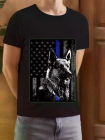 New Limited Thin Blue Line Flag K-9 German Shepherd Police Dog Gift T-Shirt (Color: Black, size: XXXL)