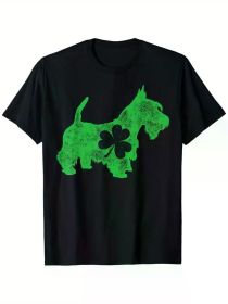 Scottish Terrier Scottie St Patricks Day Men Shamrock Dog T-Shirt (Color: Black, size: XL)