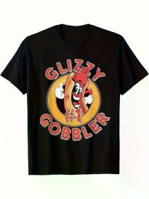 Men's "Glizzly #1 Bobbler" Graphic T-Shirt - Soft Cotton, Breathable & Comfortable with Cartoon Hot Dog Design, (Color: Black, size: S)
