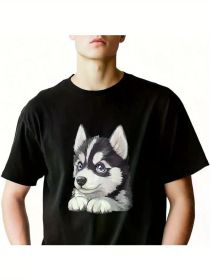 Smile Dog Men'S Graphic T-Shirt, Casual Short Sleeve Men'S Printed Tee, (Color: Black, size: M)