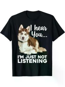100% Cotton Funny Husky Dog Art T-Shirt - Siberian Husky Lover, S-XXXL, Black - Halloween Christmas Holiday Gifts for Men Women Family and Friend (Color: Black, size: XL)